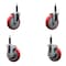 Service Caster 5'' Red Poly Wheel Swivel 3/4'' Expanding Stem Caster Set 2 Brakes, 4PK SCC-EX20S514-PPUB-RED-2-TLB-2-34 - alternate 1